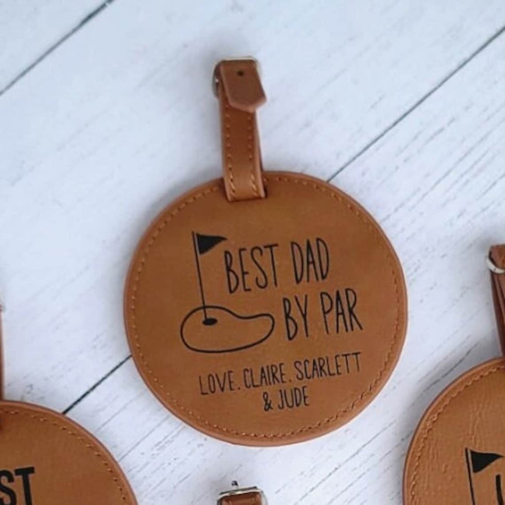 Personalized Leather Golf Tee Holder - Best Dad By Par - Father's Day Gift