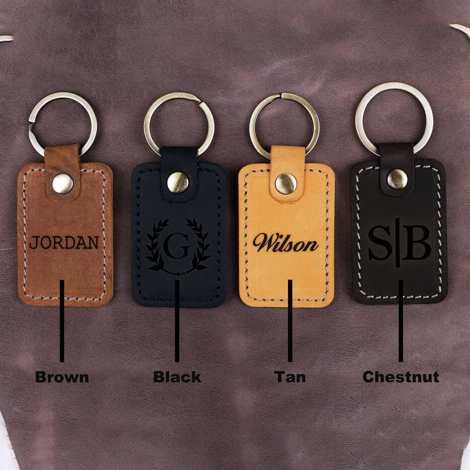 Set Personalized Leather Wallet And Keychain - Father's Day Gift