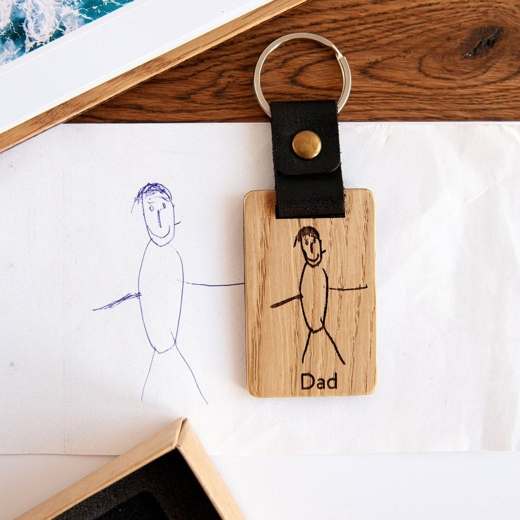 Personalized Wooden Custom Keychain - Father's Day Gift