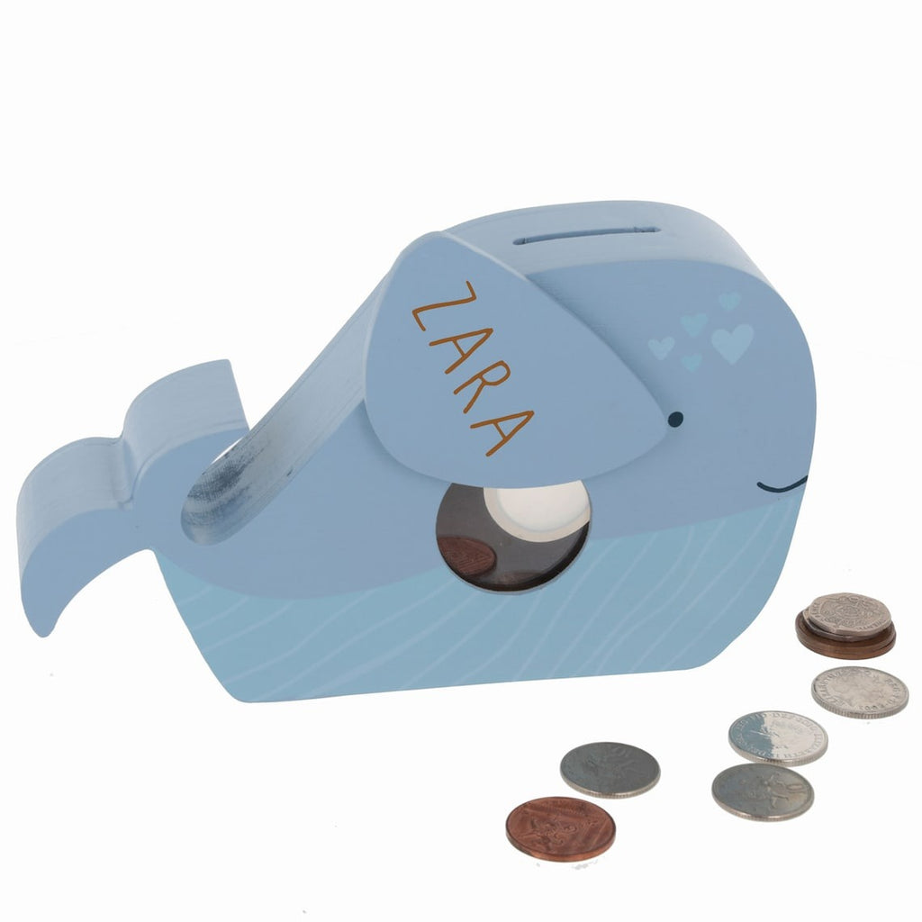Personalized Wooden Animal Piggy Bank For Kids, Whale Lion Elephant Money Box - Christmas Gift For Kids