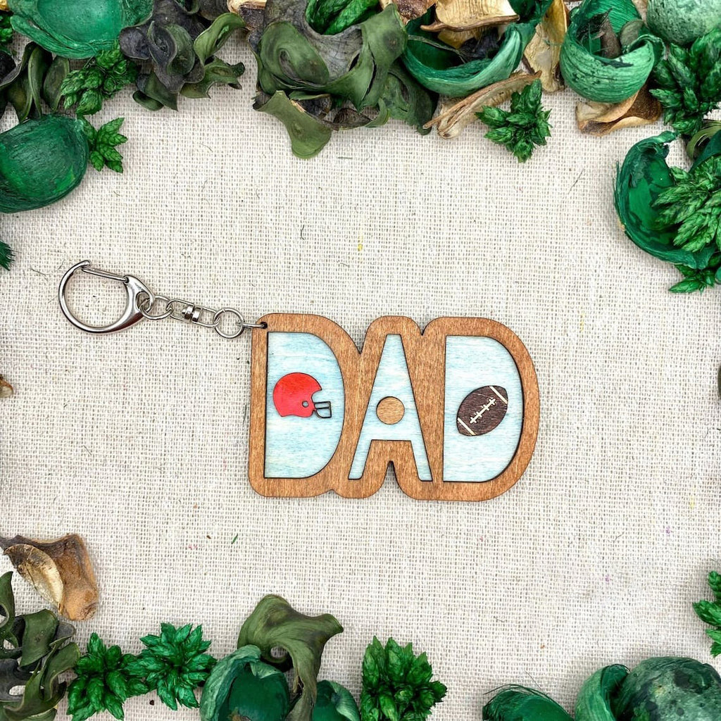 Personalized Wooden Keychain With Sports And Hobbies For Dad - Happy Father's Day