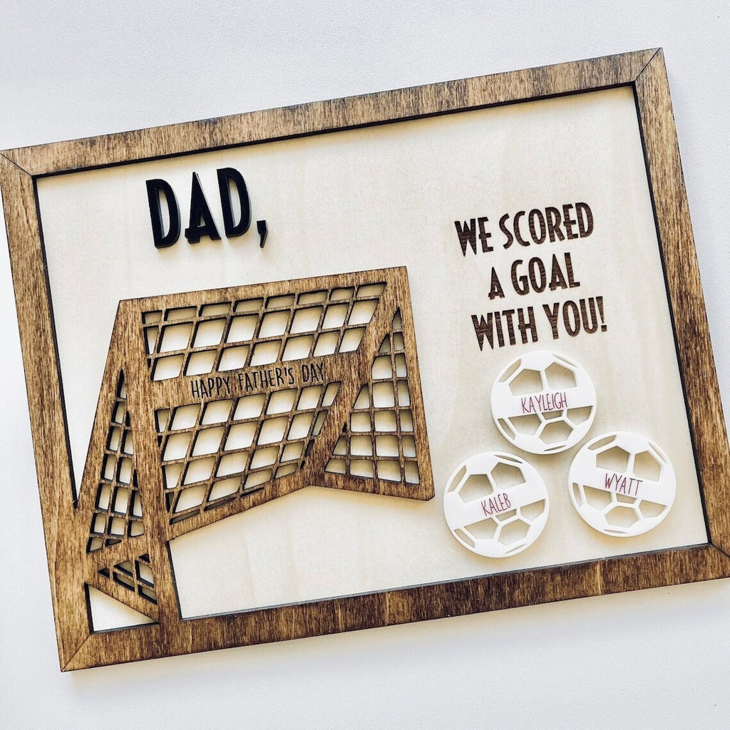 Personalized We Scored A Goal With You Soccer Wooden Sign - Father's Day Gift