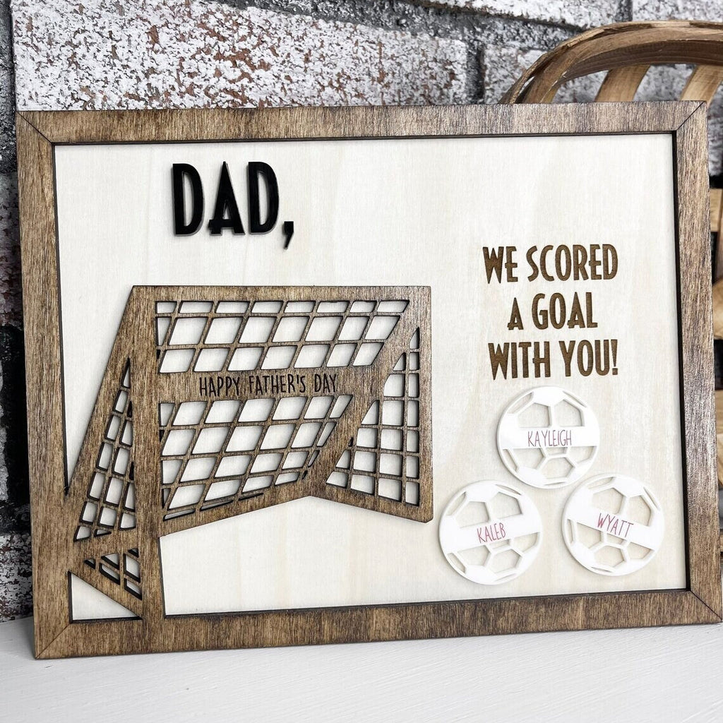 Personalized We Scored A Goal With You Soccer Wooden Sign - Father's Day Gift