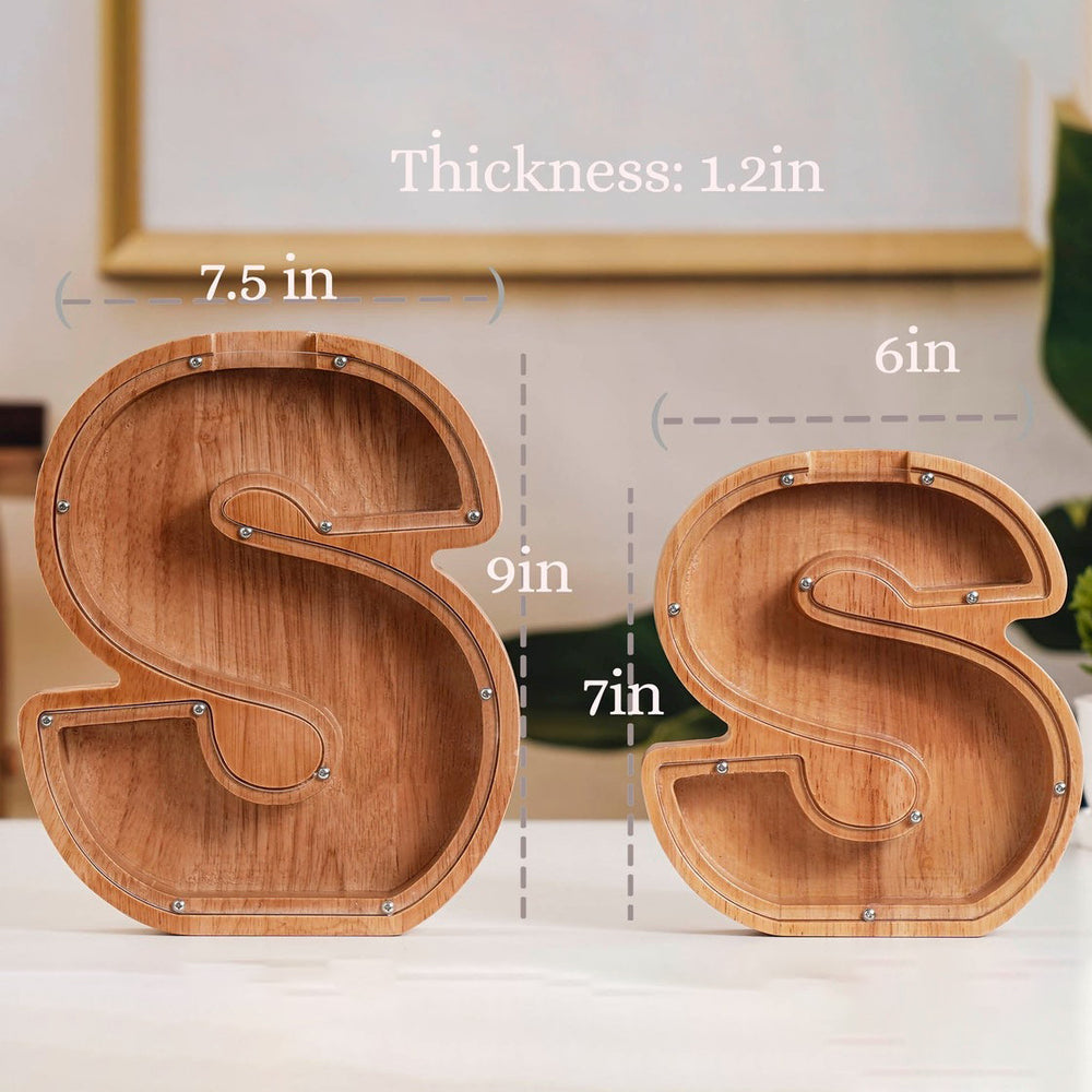 Personalized Wooden Acrylic Letter Piggy Bank, Money Box For Kids - Christmas Gift For Kids