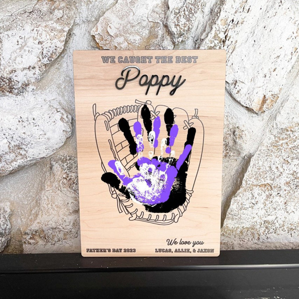 We Caught The Best Poppy Baseball Handprint Art - Footprint Handprint Sign - Father's Day Gift