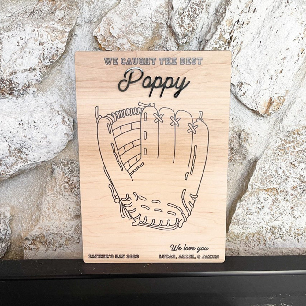 We Caught The Best Poppy Baseball Handprint Art - Footprint Handprint Sign - Father's Day Gift