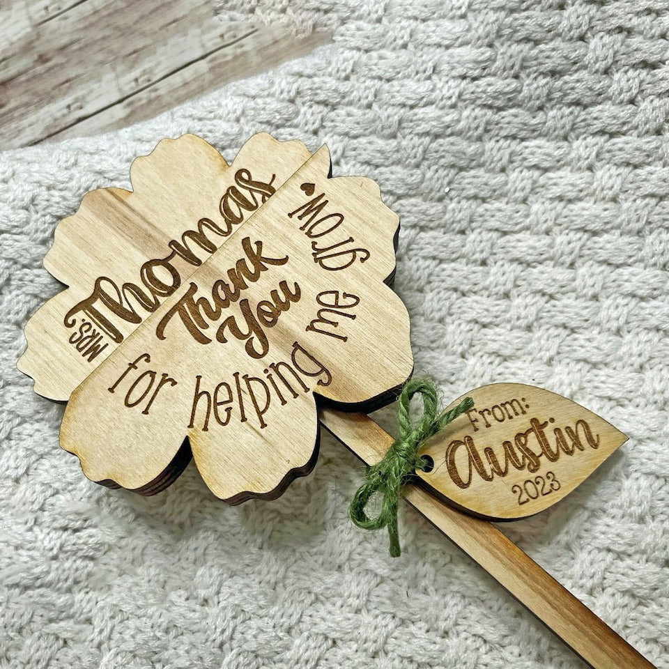 Personalized Wooden Flower Gift Card Holder For Teacher - Christmas Gift For Teachers