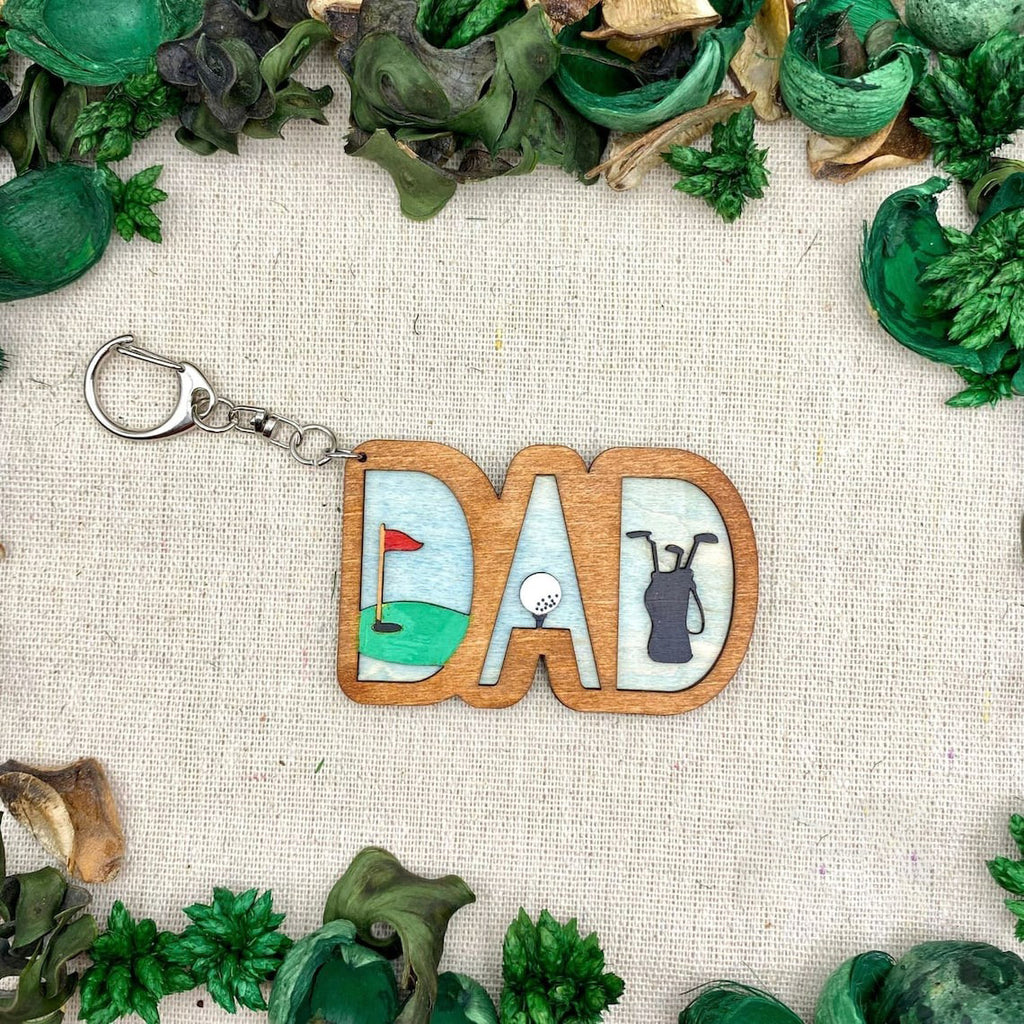Personalized Wooden Keychain With Sports And Hobbies For Dad - Happy Father's Day