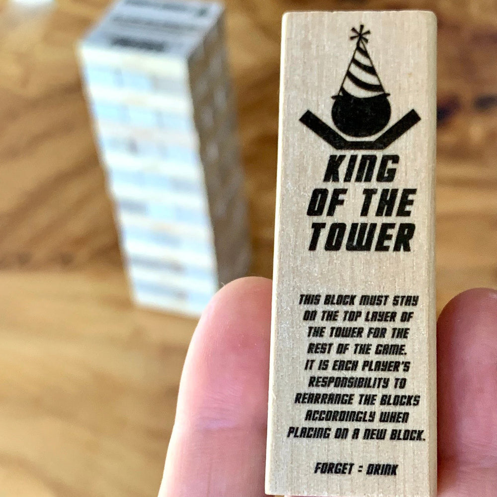 Wooden Jenga Block Tower Birthday Drinking Party Version - Fun Drunk Party Game