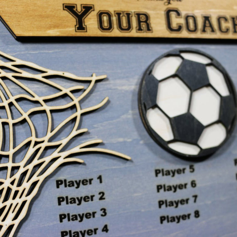 Personalized Thank You Coach Wood Sign With Players' Names - Christmas Gift For Soccer Coach