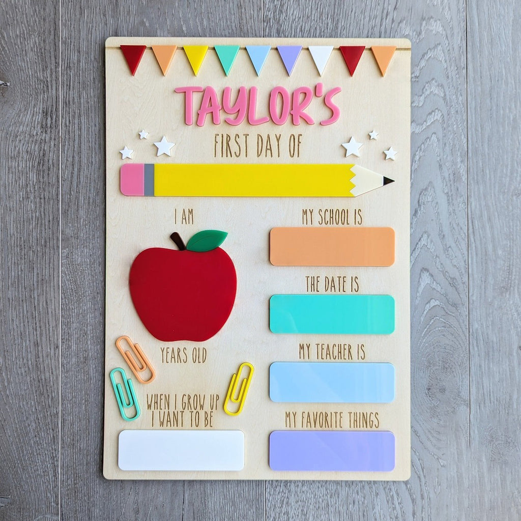 Personalized Reusable First Day Of School Sign