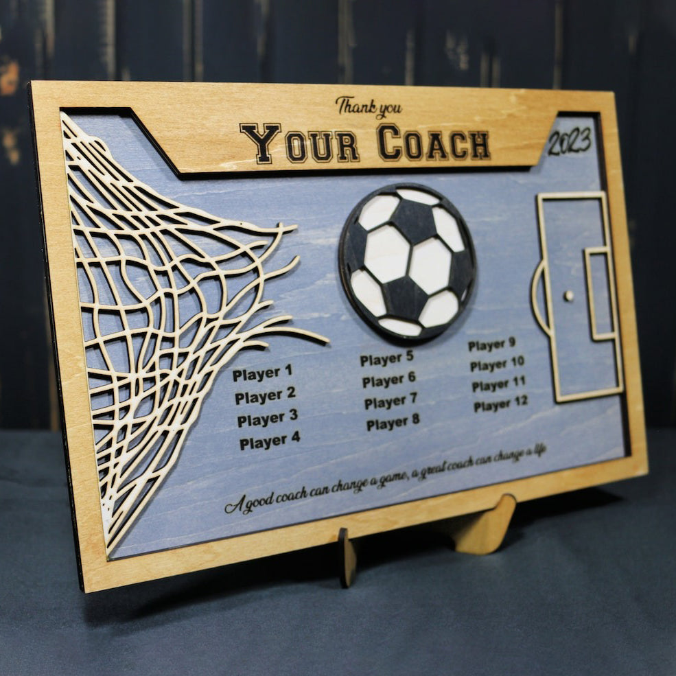 Personalized Thank You Coach Wood Sign With Players' Names - Christmas Gift For Soccer Coach