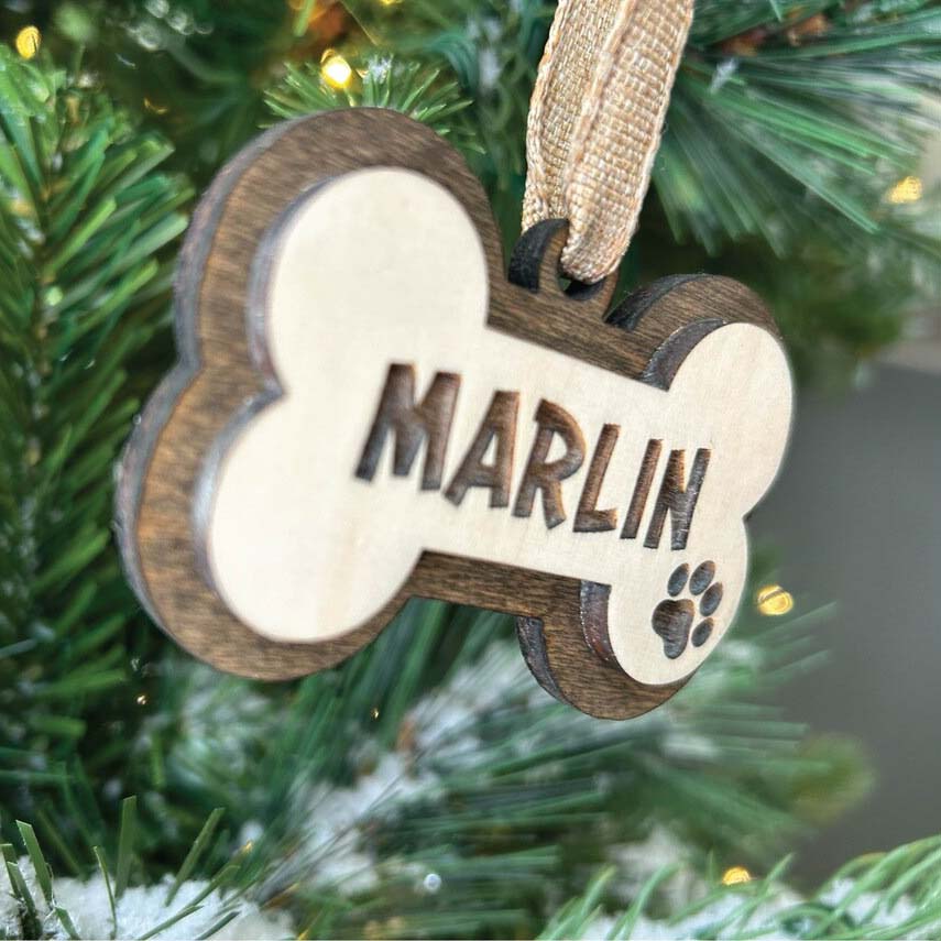 Personalized Dog Bone Christmas Tree Ornament