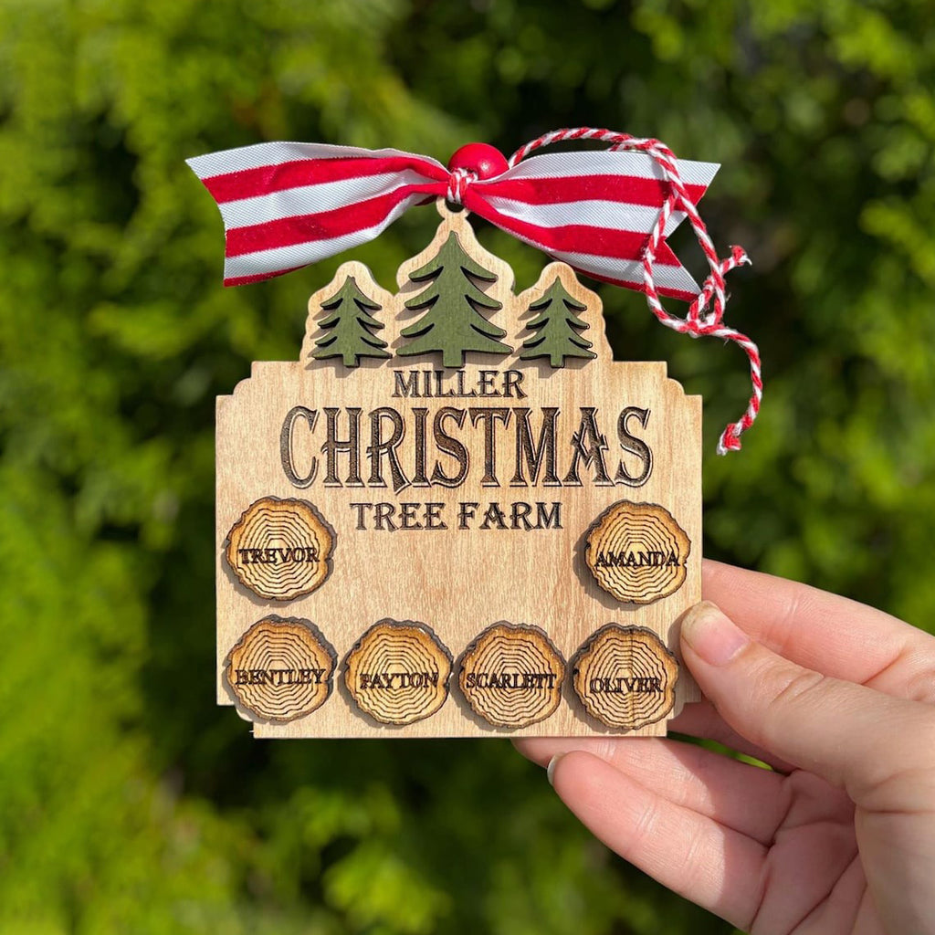 Personalized 2023 Christmas Ornament Family Tree Farm Wood Slice - Christmas Decoration