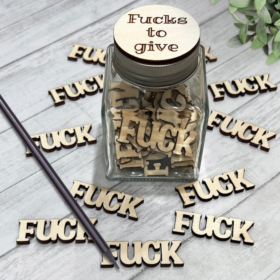 Personalized Jar Of Wooden Fck - Fck To Give