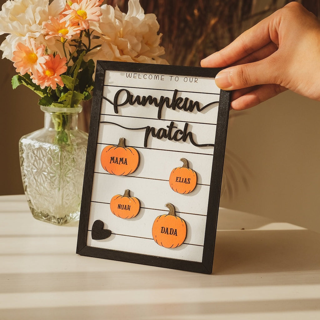 Personalized Wooden Family Pumpkin Batch Sign - Halloween, Thankskgiving, Fall Decor