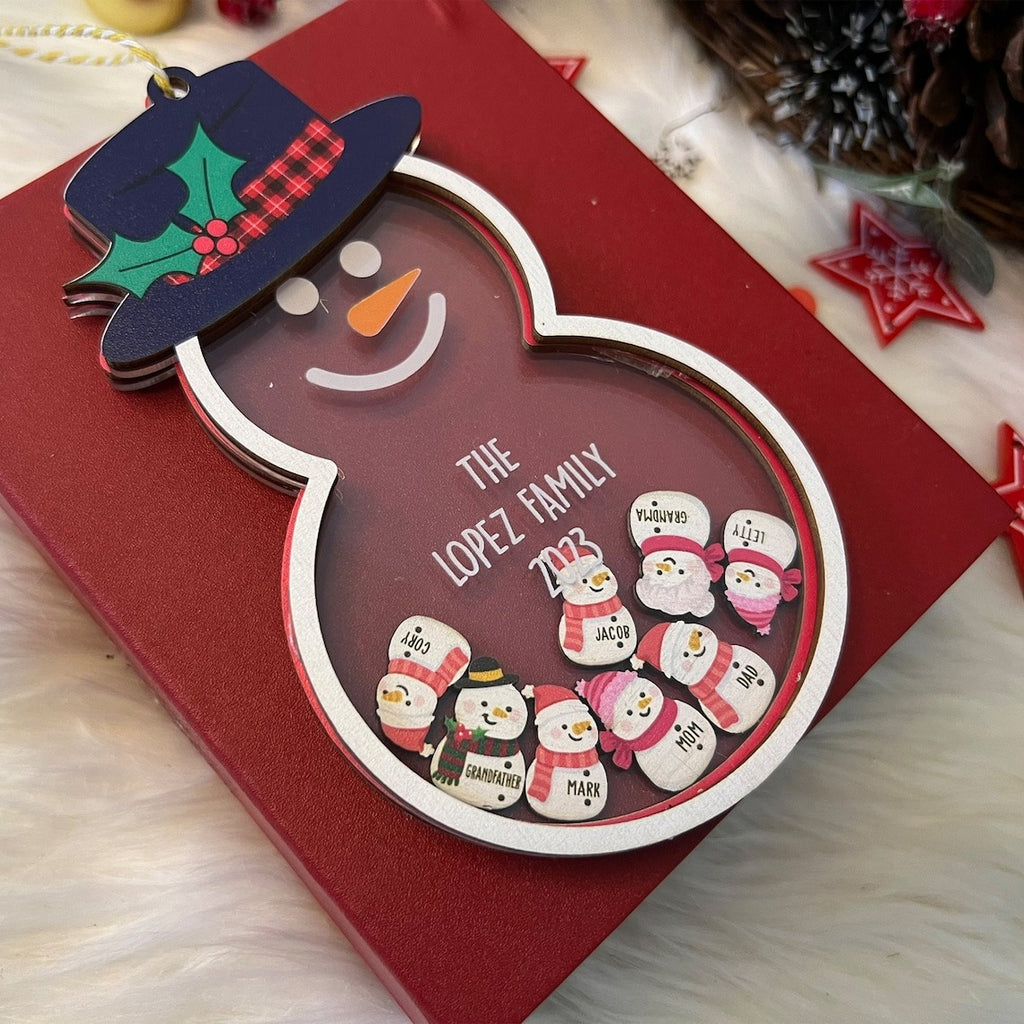 Personalized Snowman Family Christmas Shaker Ornament