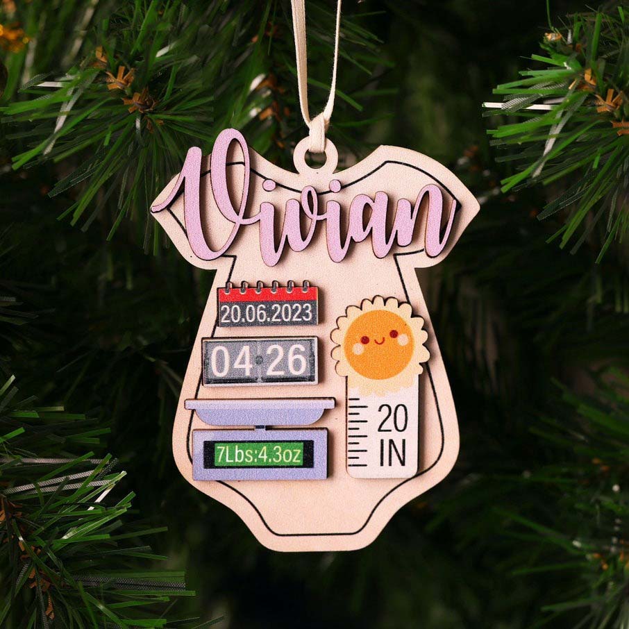 Personalized Baby's First Christmas Wood Ornament