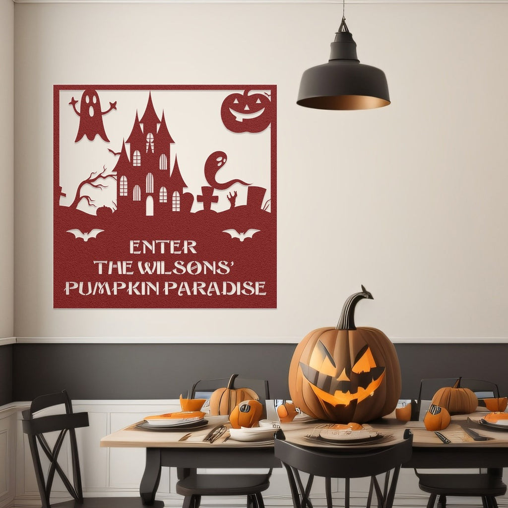 Personalized Halloween Decor, Welcome Metal Sign