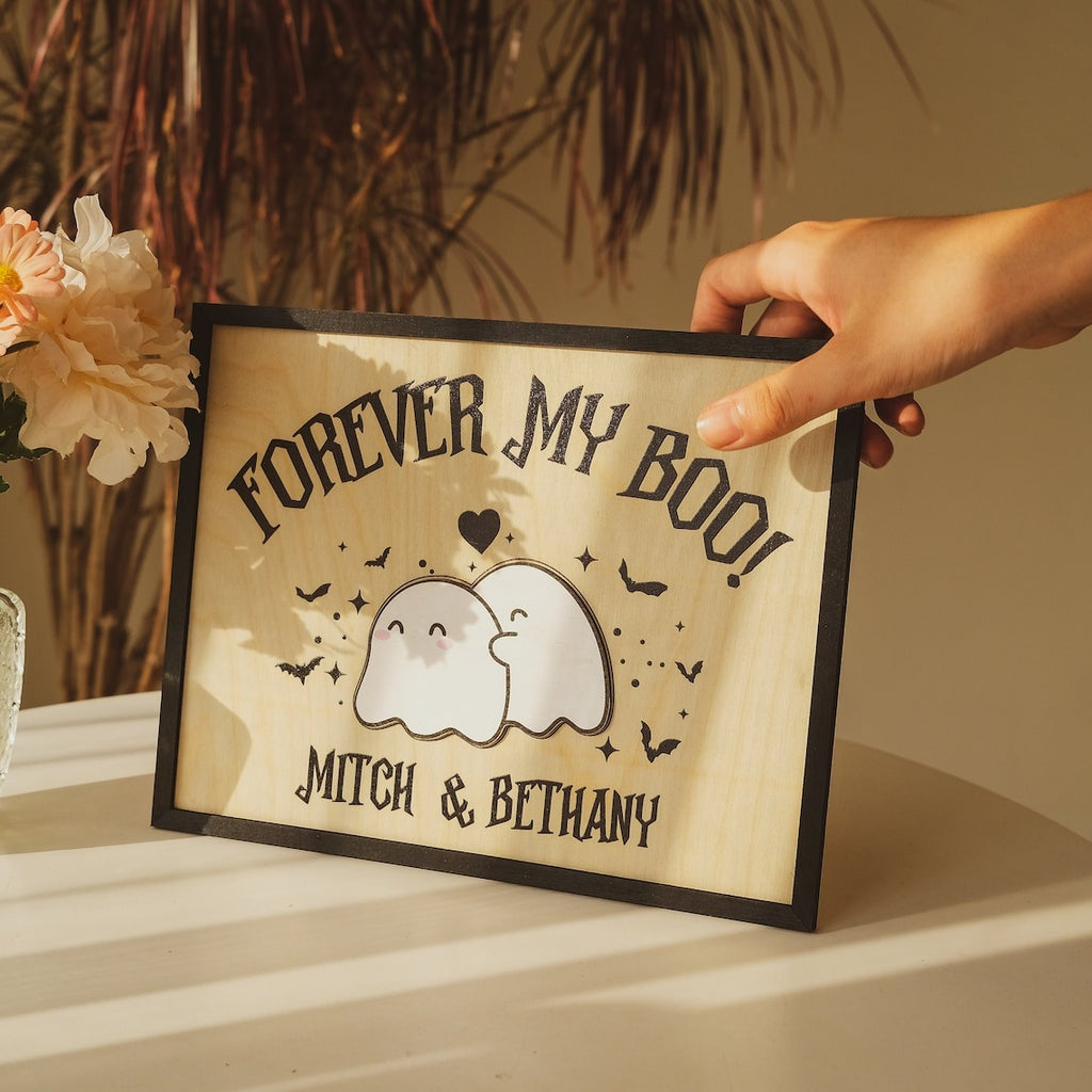 Personalized Wooden Sign Forever My Boo - Halloween Decor