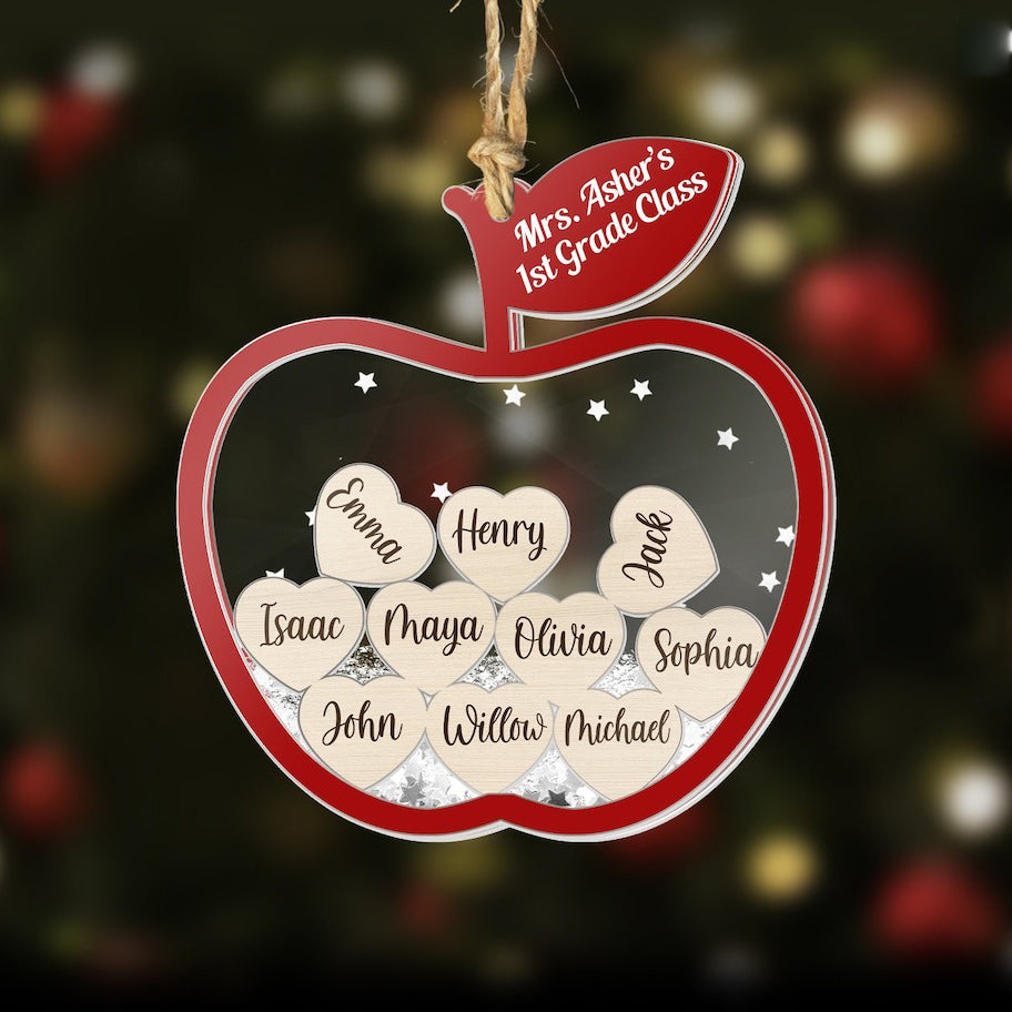 Personalized Shaky Teacher Ornament With Class Names - Christmas Ornament, Gift For Teacher