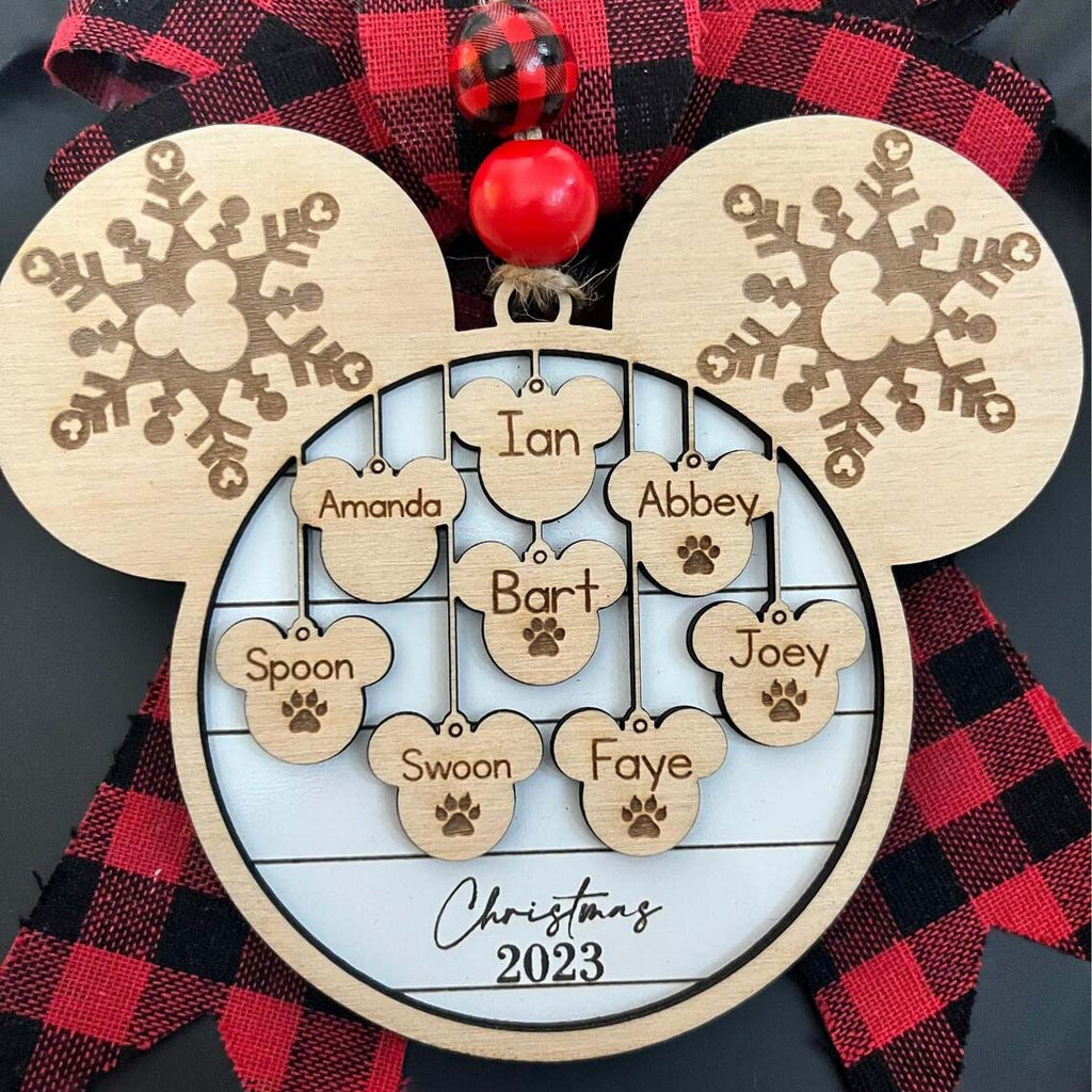 Personalized Mice Snowflake Ornament, Family Christmas Ornament