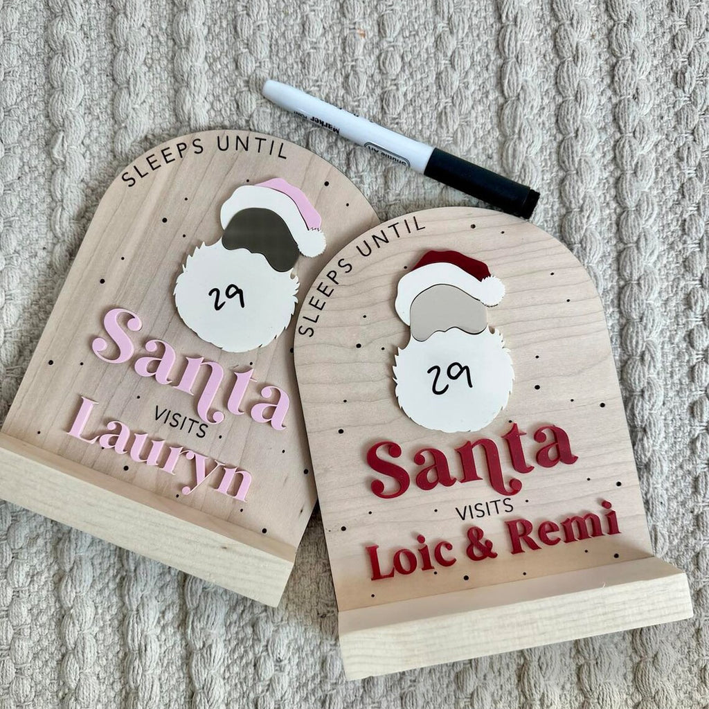 Personalized Sleeps Until Santa Christmas Countdown Dry Erase Sign - Christmas Countdown Decor and Gift