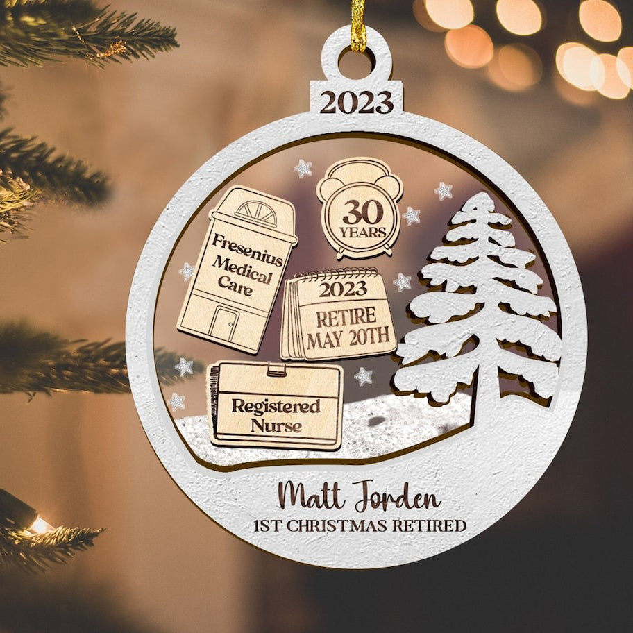 Personalized Shaky Happy Retirement Ornament, Christmas Farewell Gift