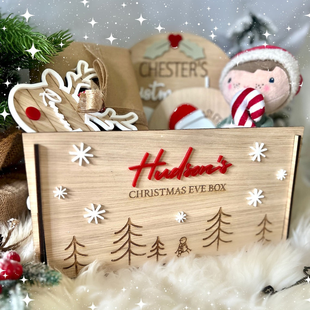 Personalized Wooden Christmas Eve Box For Kids - Christmas Gift Decor For Kids