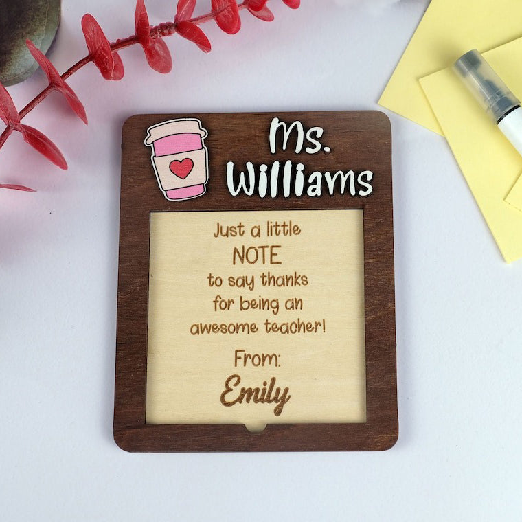 Personalized Wooden Note Holder For Teacher, Best Gift For Teacher - Christmas Gift