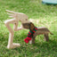 Boy & Girl With Wooden Dog Christmas Decor - Gift for Dog Lover