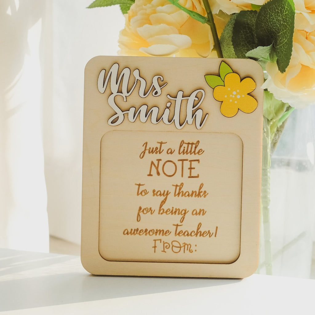 Personalized Wooden Sticky Note Holder - Christmas Gift For Teachers, Appreciation Gift
