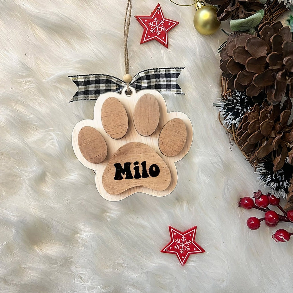 Personalized Christmas Dog Paw Ornament