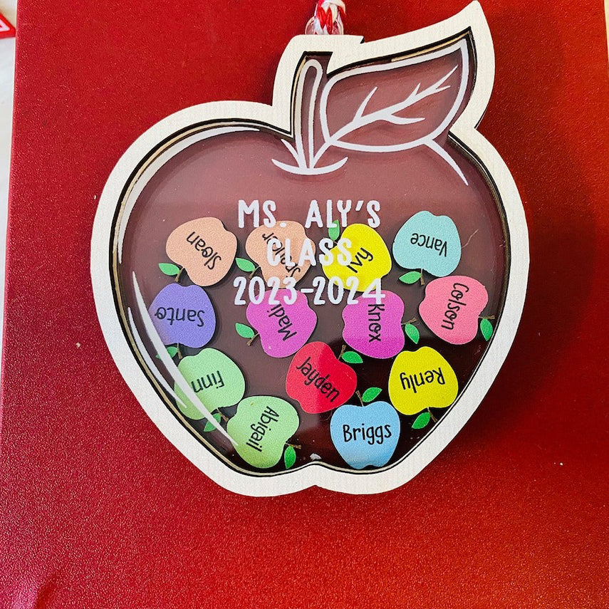 Personalized Shaky Shaky Teacher Ornament Apple With Student Names - Christmas Gift For Teacher