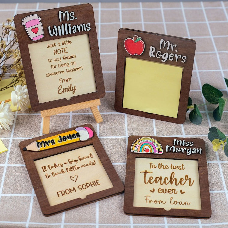 Personalized Wooden Note Holder For Teacher, Best Gift For Teacher - Christmas Gift