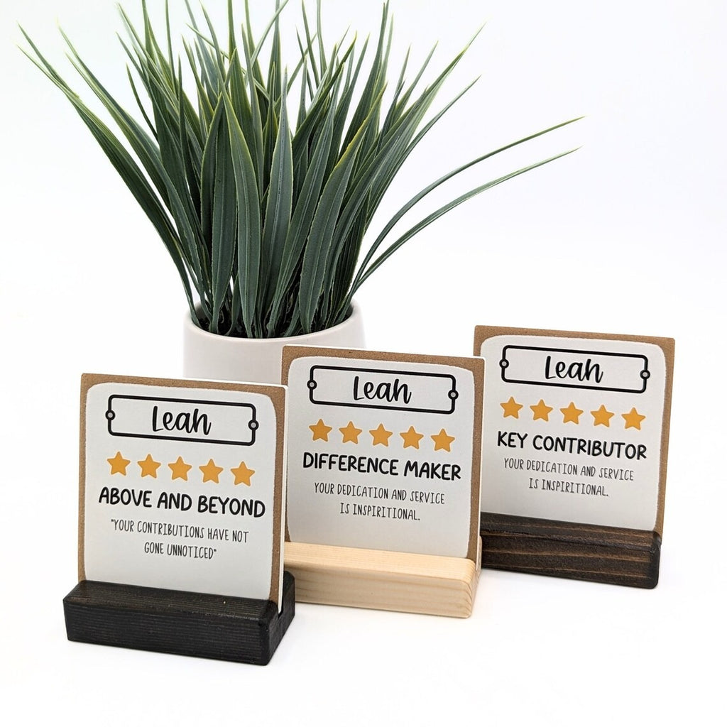 Personalized Wooden Desk Sign Employee Appreciation Gift 5 Star Review