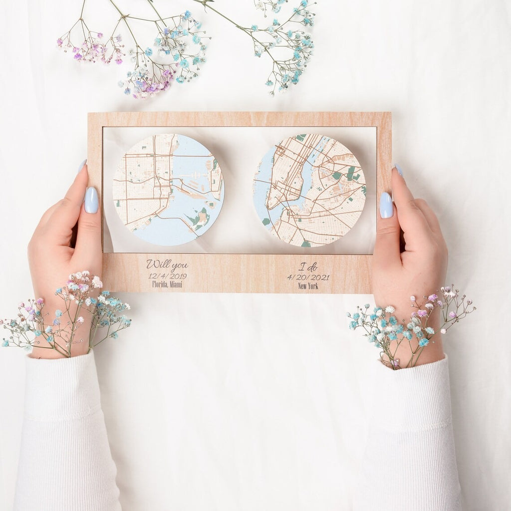 Wedding Anniversary Location Map - Newlywed Gifts