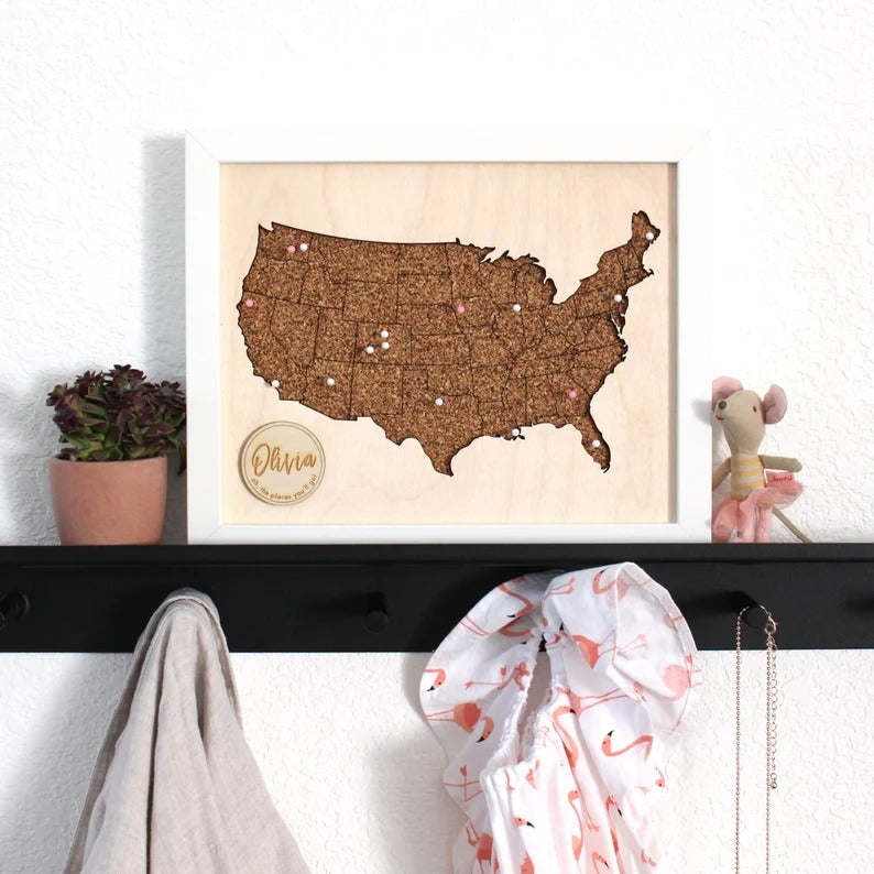 Personalized United States Travel Map - Anniversary gift for couples