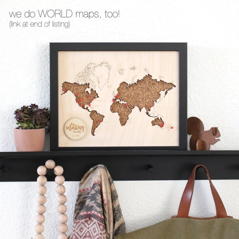 Wooden World Map for Wall, Home Decor, Travel Decor, 5th Anniversary Gift