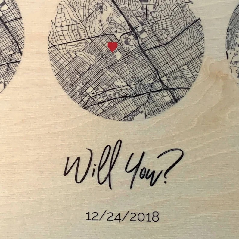 5 year anniversary custom map - anniversary gift for couples