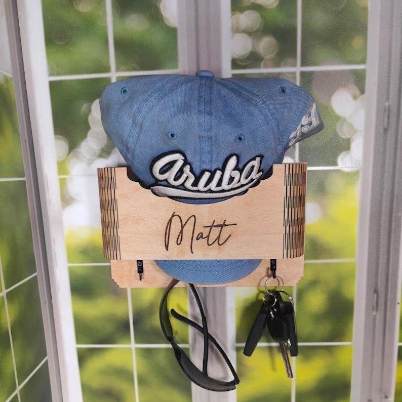 Wooden Wall Mounted Hat Holder Gift for Men