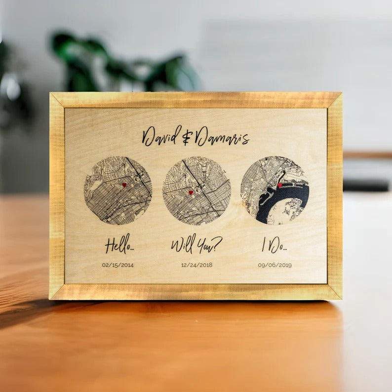 5 year anniversary custom map - anniversary gift for couples