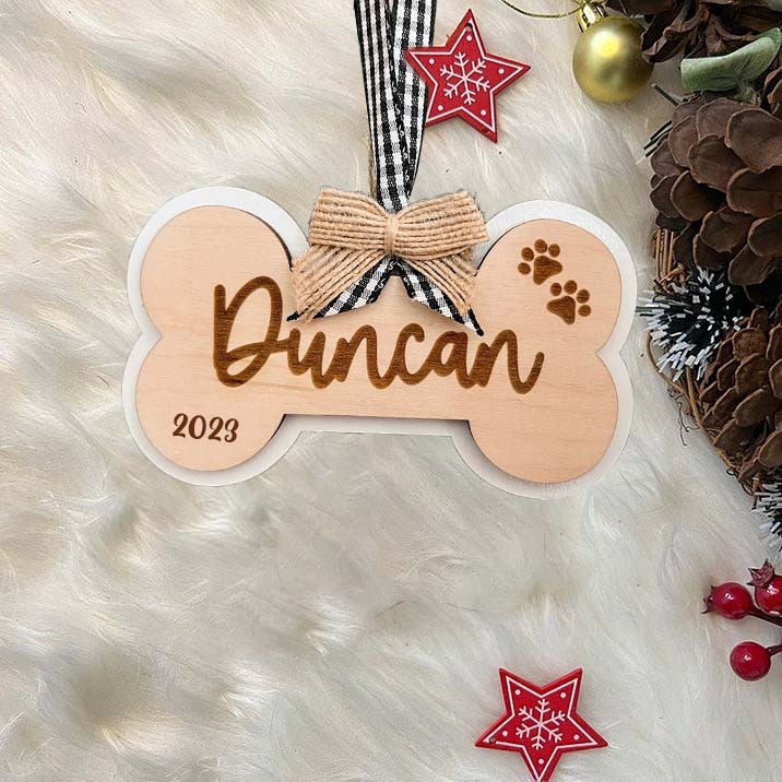 Custom Dog Bone Christmas Ornament