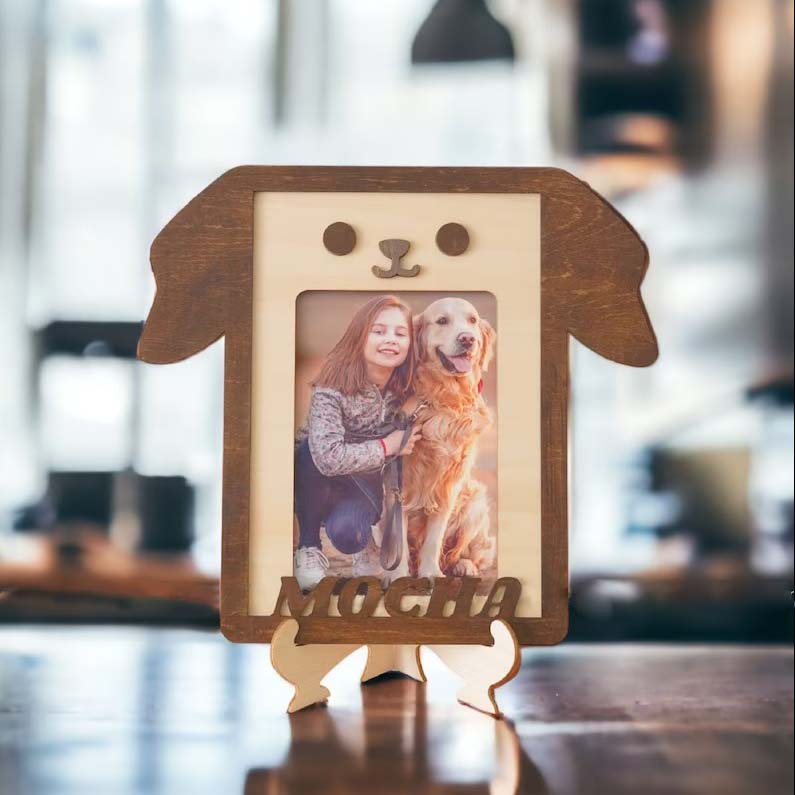 Custom Wooden Dog-Shaped Frame - Gift for Pet Lovers