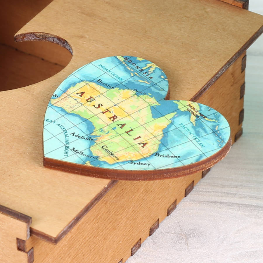 Personalized Map Heart Treasured Location Keepsake Box - anniversary gifts for couples
