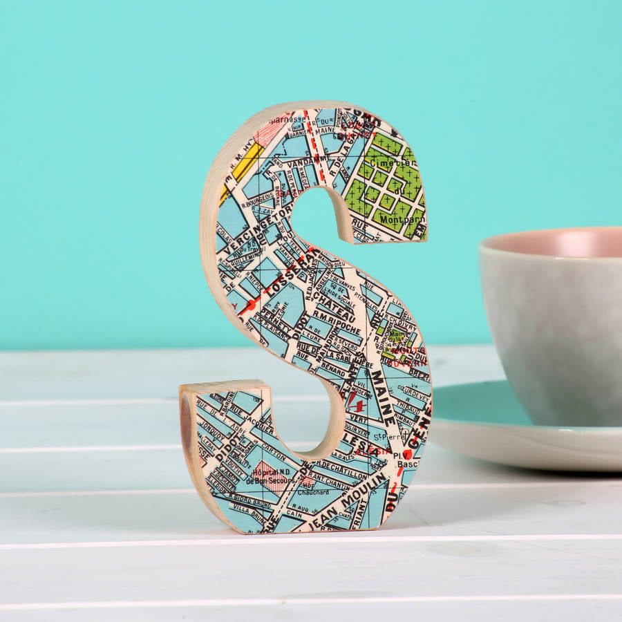 Map Location Wooden Letter - Wedding Anniversary Gift