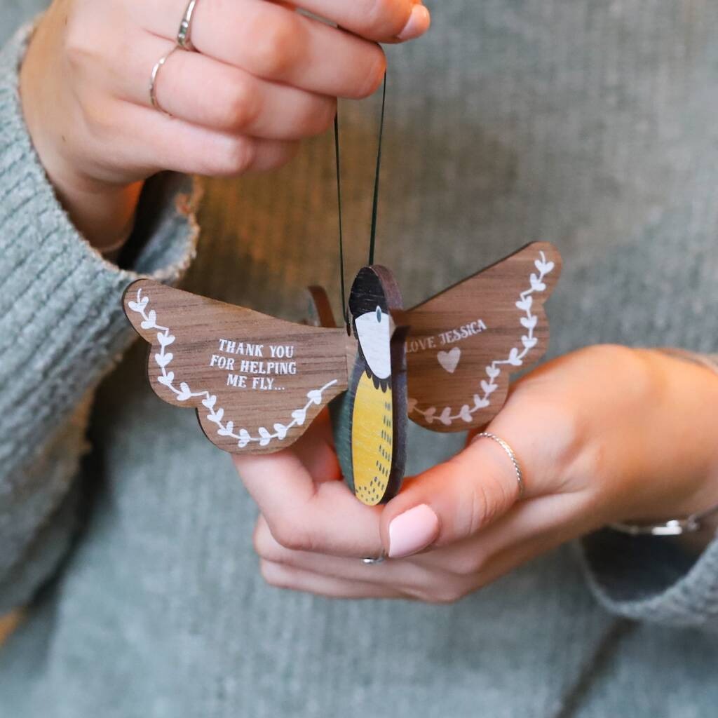 Personalized Wooden Teacher Ornament Thank You For Helping Me Fly - Christmas Gift For Teacher