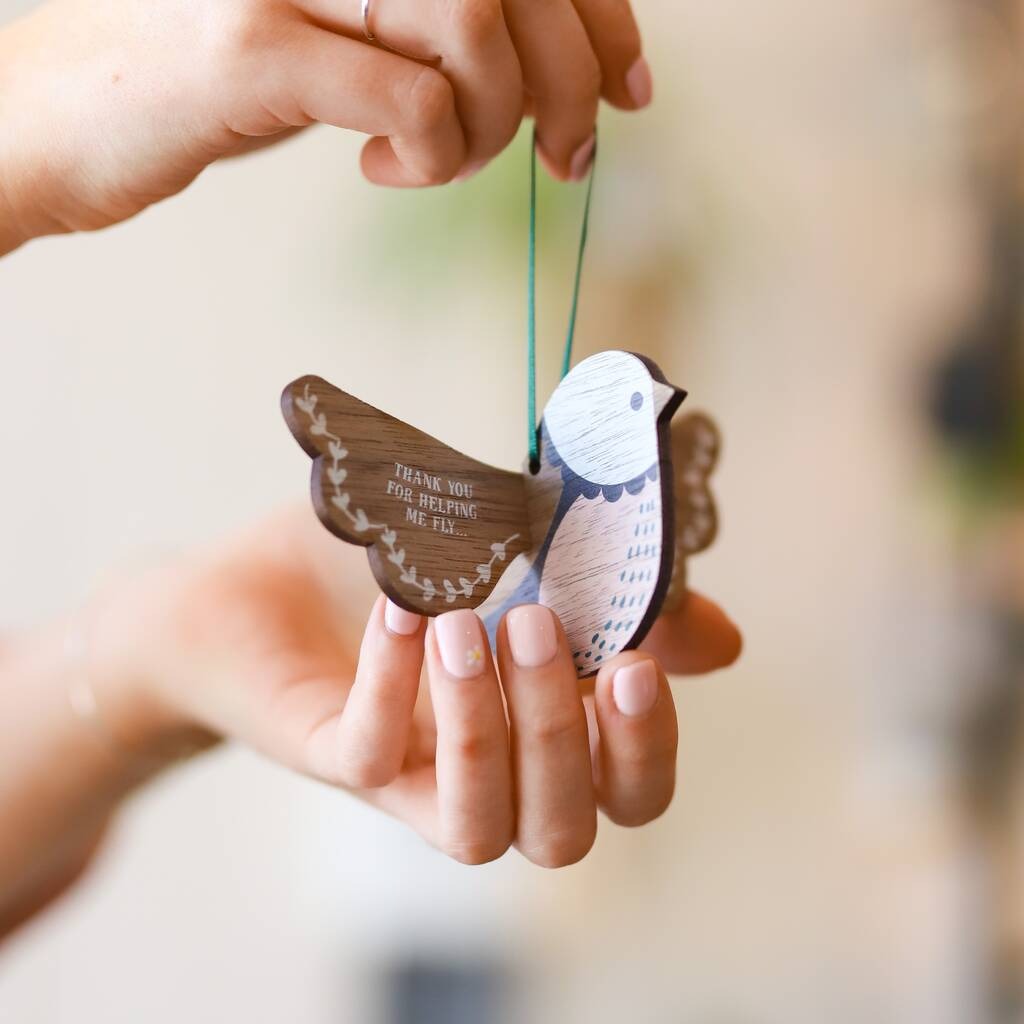 Personalized Wooden Teacher Ornament Thank You For Helping Me Fly - Christmas Gift For Teacher
