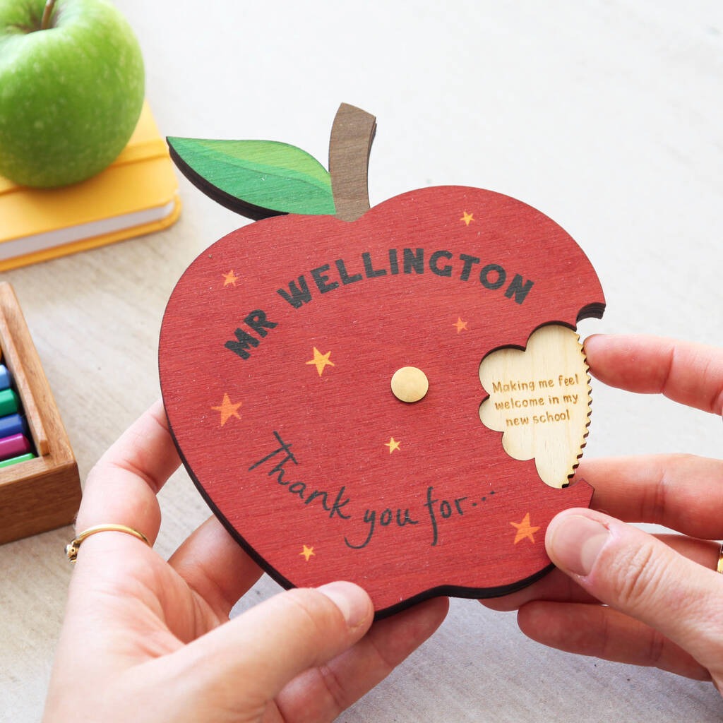 Personalized Wooden Keepsake Thank You Teacher Spinning Apple - Christmas Gift For Teacher