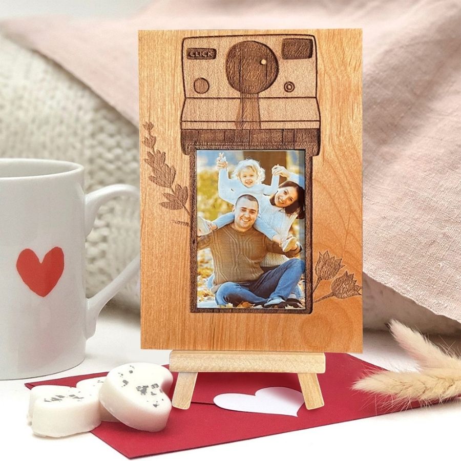 Personalized Wooden Vintage Camera Card - Couple Gift, Anniversary Gift